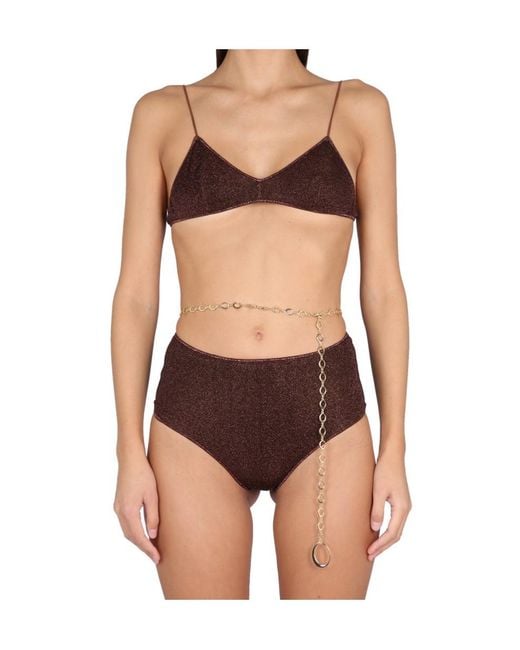 Oseree Brown Metallic-Detail Two-Piece Bikini