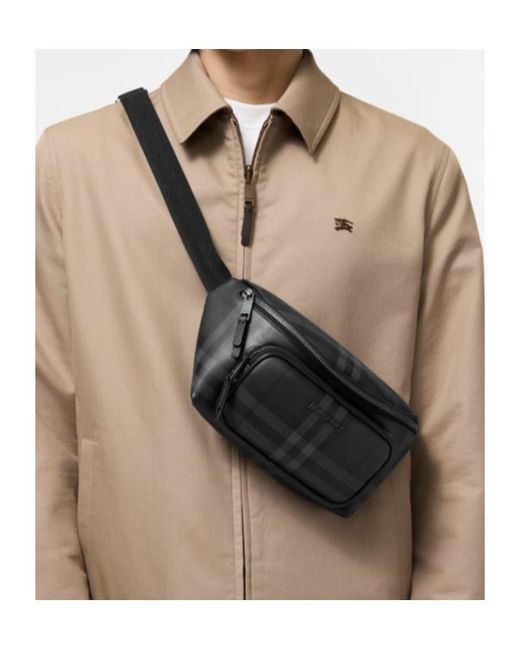 Burberry Black City Check Belt Bag for men