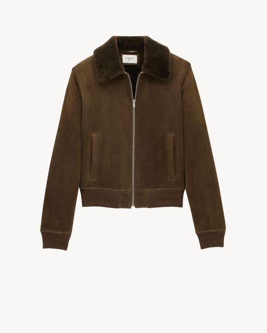 Saint Laurent Brown Suede Bomber Jacket for men