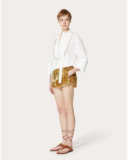 Valentino White Scarf Detailed Long-Sleeved Blouse