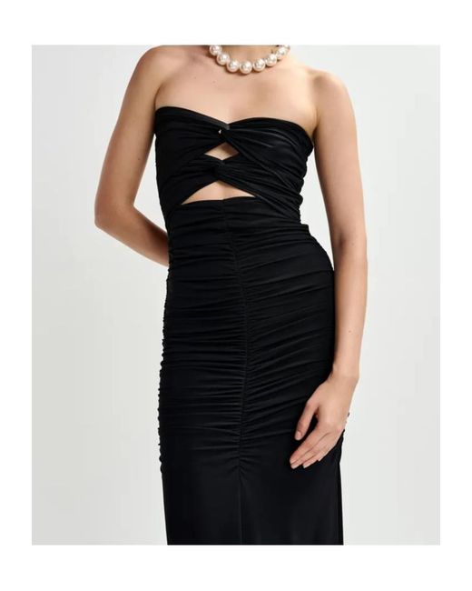 Essentiel Antwerp Black Cut-Out-Detail Ruched Maxi Dress