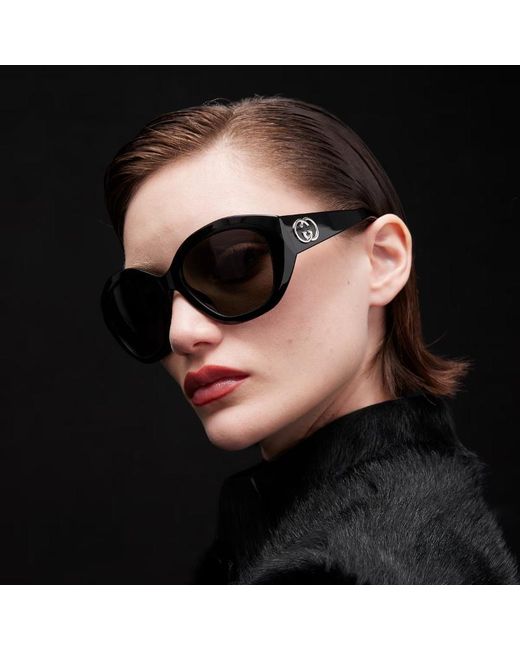 Gucci Black Geometric-Frame Sunglasses