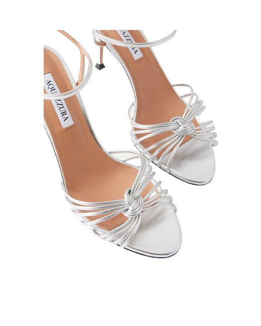 Aquazzura Knotted Metallic Leather Sandals