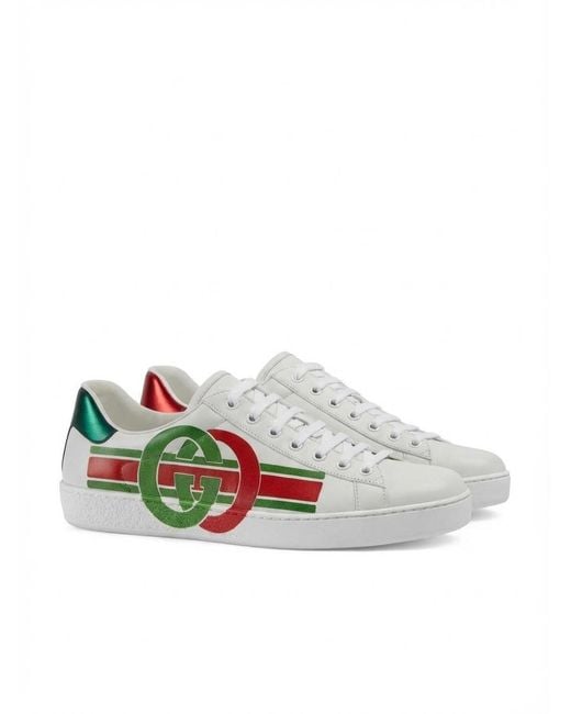 Gucci White Gg Print Ace Sneakers for men
