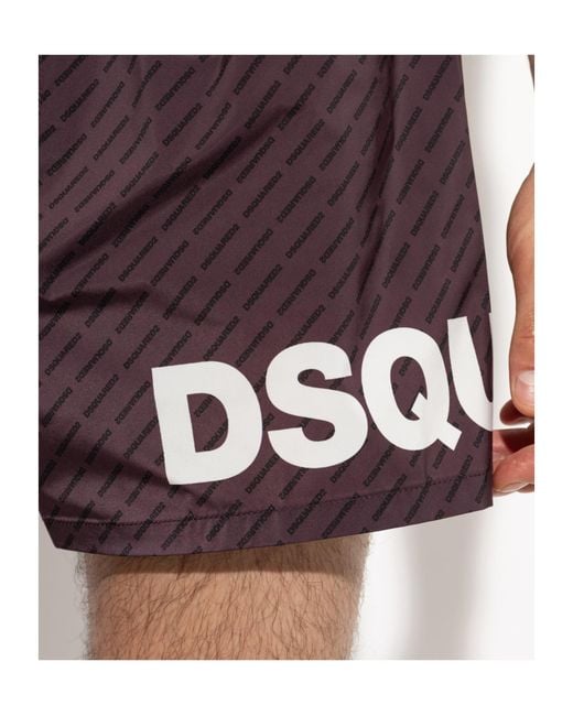 DSquared² Purple Wide-Leg Swim Shorts for men