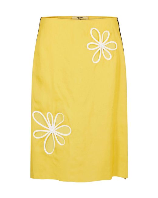 Fendi Yellow Straight-Leg Mid-Length Knee-Length Skirt