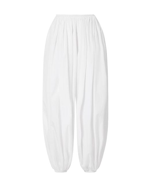 Alaïa White Striped Cotton-Poplin Tapered Pants