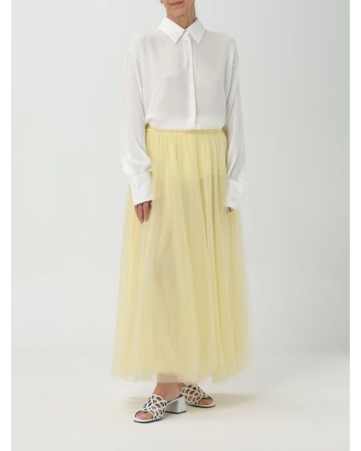 Fabiana Filippi Yellow Gauze Umbrella-Shaped Mid-Length Skirt