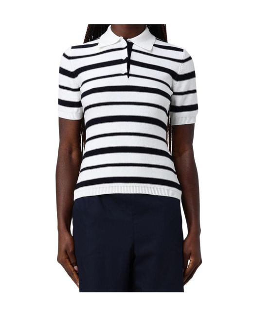 Max Mara Blue Short-Sleeved Knit Polo Shirt