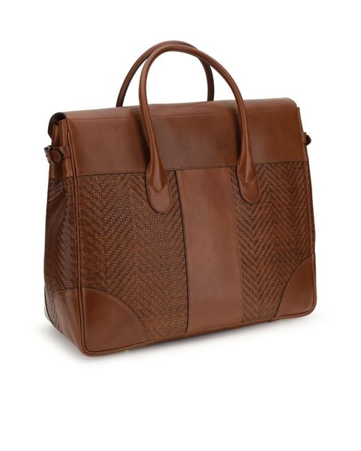 Brunello Cucinelli Brown Woven Tote Bag for men