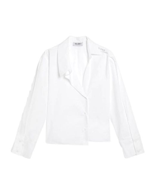 The Attico White Asymmetric V-Neck Shirt