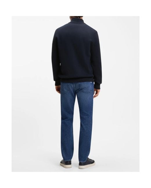 Boss Blue Zip-Up Bomber Jacket for men