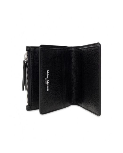 Maison Margiela Black Four-Stitch Logo Bi-Fold Wallet for men