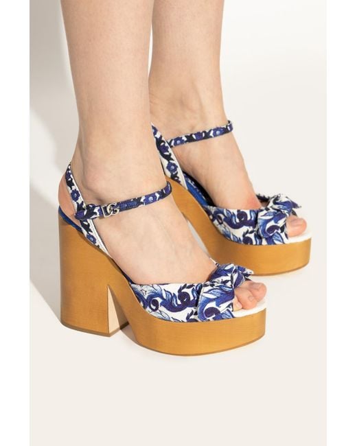 Dolce & Gabbana Blue Majolica Printed Sandals
