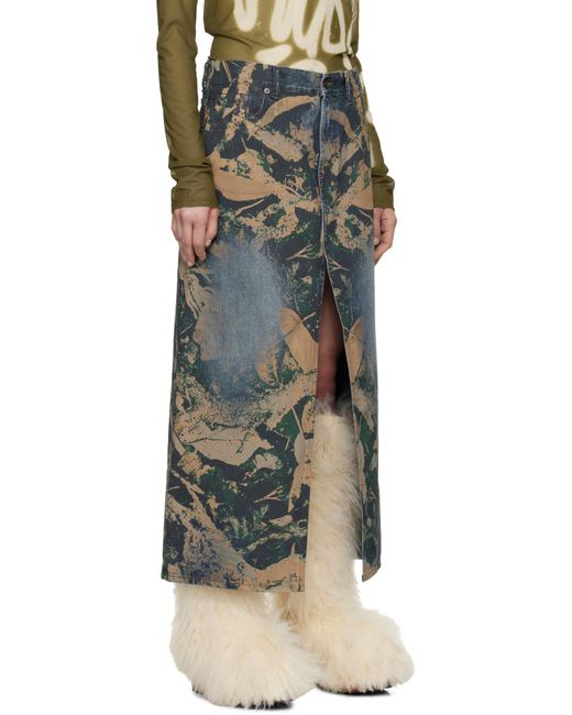 Acne Black Graphic Denim Maxi Skirt