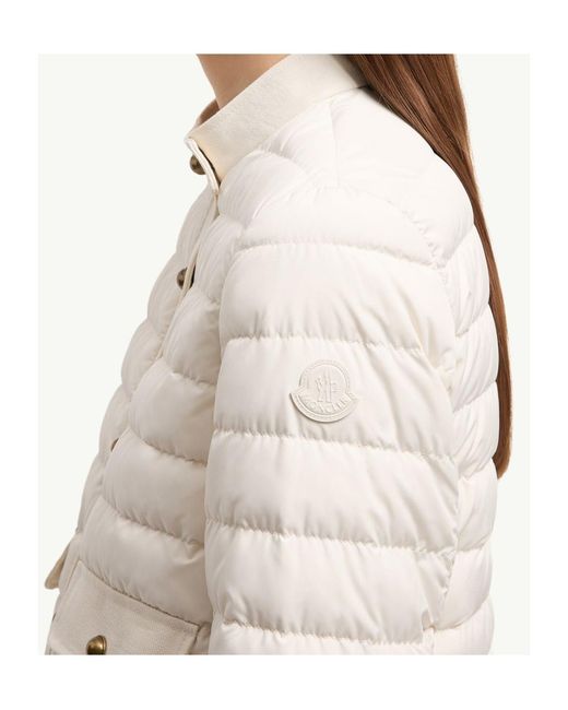 Moncler White Juju Short Quilted Down Jacket