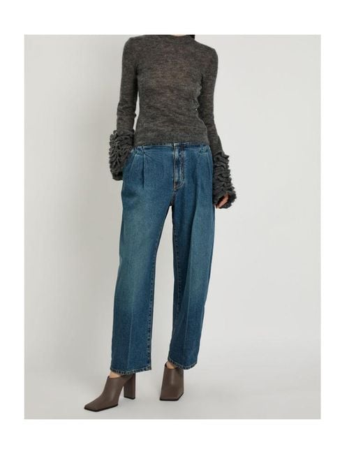 Alaïa Black Ruffled Mohair-Blend Top