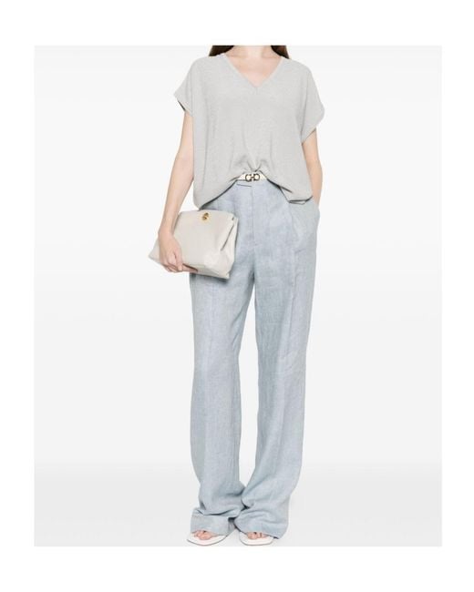 Fabiana Filippi White V-Neck T-Shirt