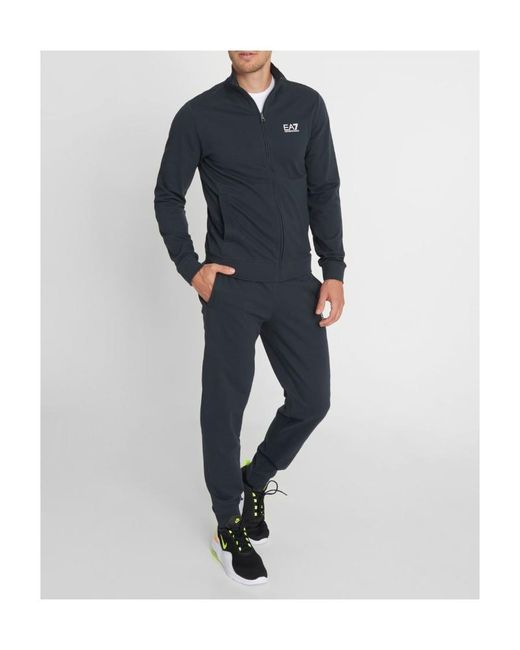 EA7 Blue Chest-Logo Lightweight Jacket for men