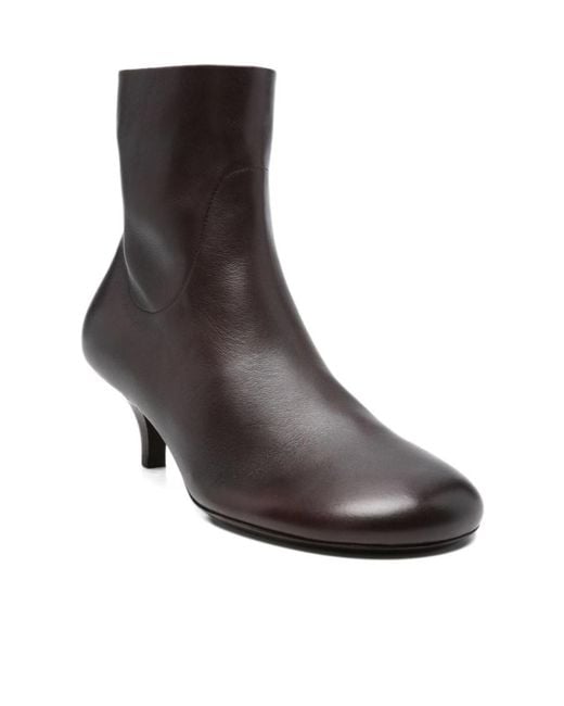 Marsèll Brown Kitten-Heel Leather Ankle Boots