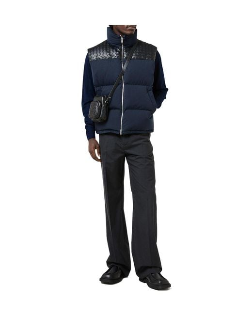 Bottega Veneta Blue Intrec Intreccio Weave Sleeveless Gilet for men