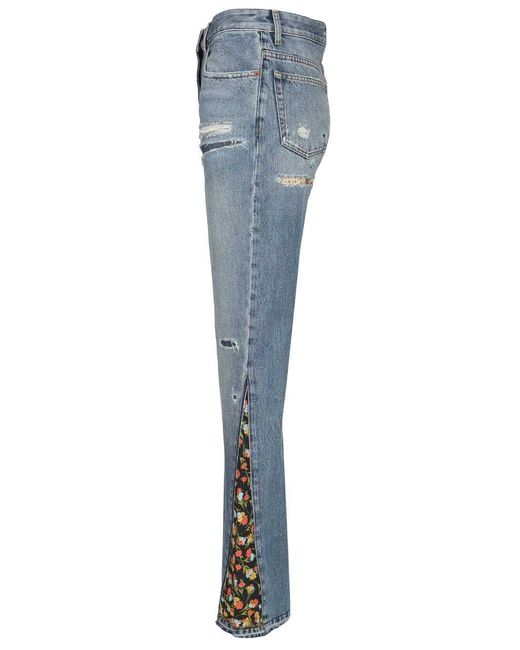 Valentino Blue Floral Panelled Flared Jeans