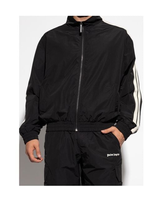 Palm Angels Black Jacket With Logo for men
