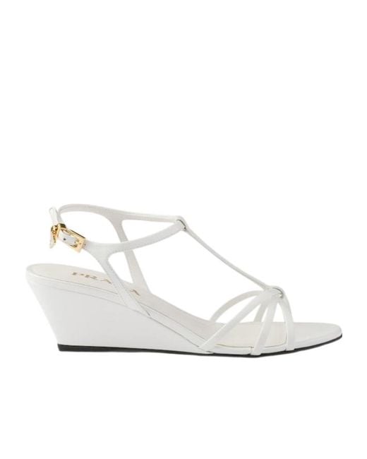 Prada White Buckle-Fastened Sandals