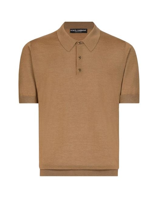Dolce & Gabbana Brown Cashmere-Silk Polo Shirt for men
