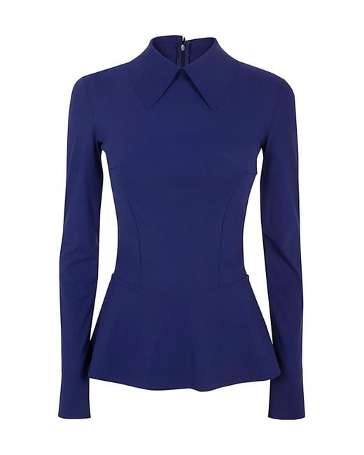 La Petite Robe Di Chiara Boni Blue Asym Peplum Top