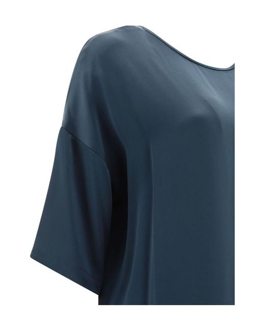 Max Mara Blue Short-Sleeved Round-Necked Dress