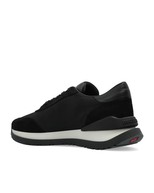 DSquared² Black Icon Logo Printed Low-Top Sneakers for men