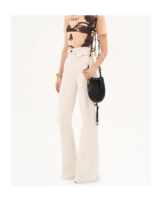 Chloé White Chloé High-Waisted Flared Jeans