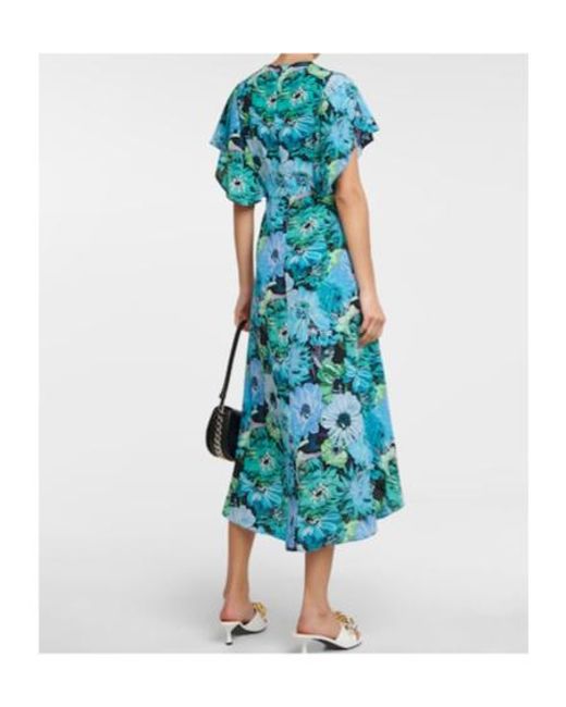Stella McCartney Blue Floral Silk Maxi Dress