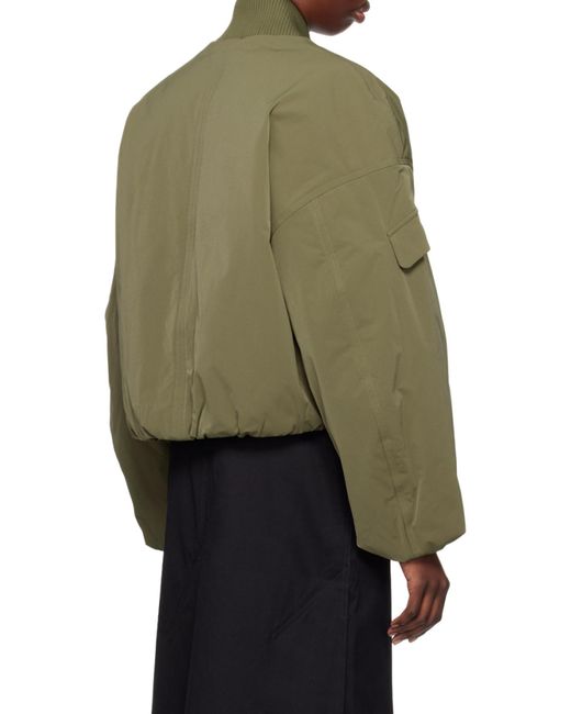 Ganni Green Drop Shoulder Bomber Jacket