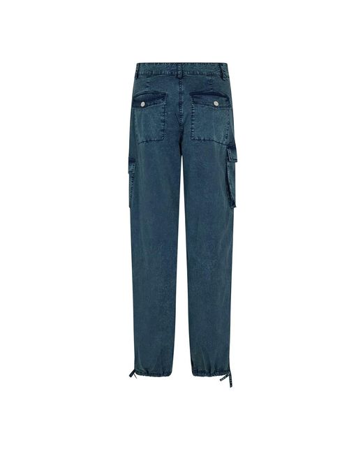 Ganni Blue Cotton Straight Leg Trousers