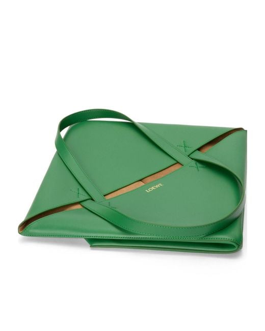 Loewe Green Puzzle Fold Large Tote Bag