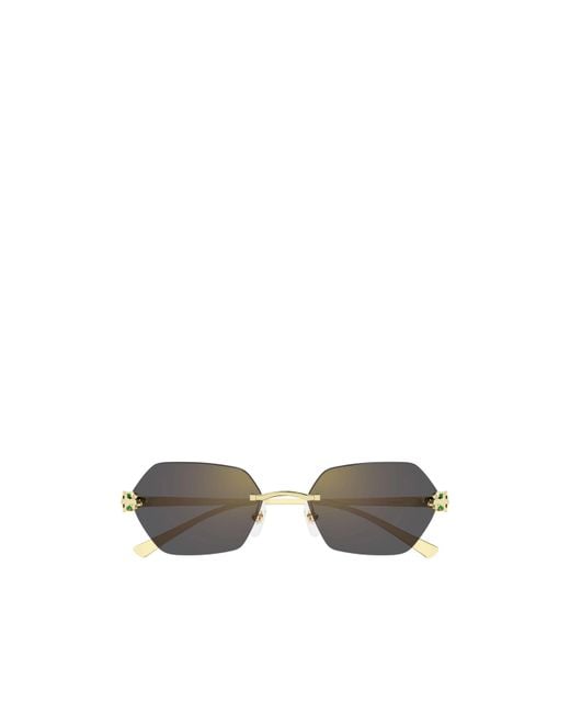 Cartier White Geometric Frame Sunglasses