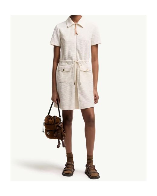Moncler White Bouclé Mini Dress