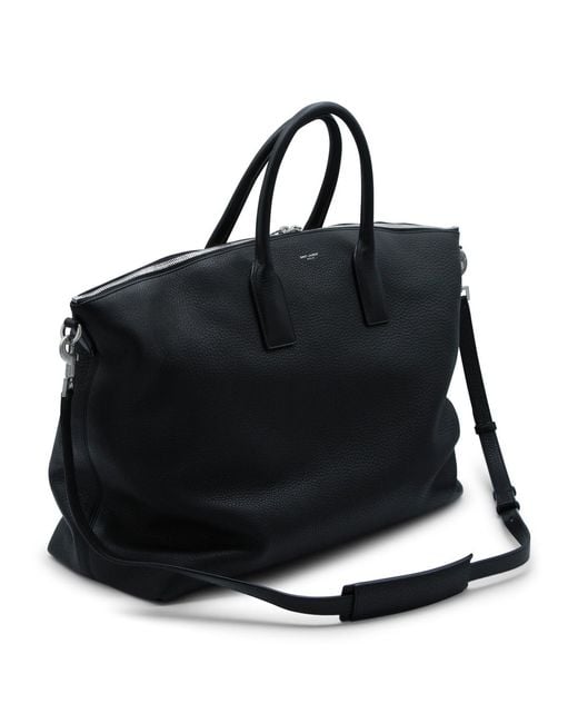 Saint Laurent Black Logo Stamp Zip-Up Tote Bag for men