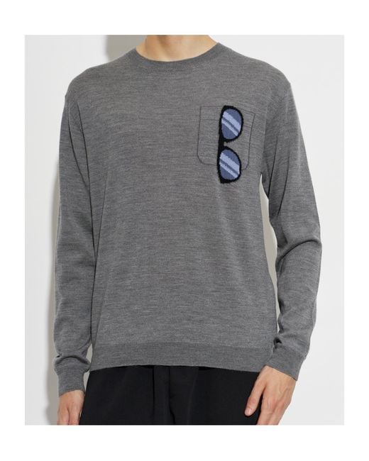 Moschino Gray Long-Sleeve Knit Top for men