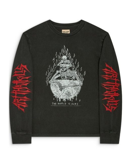 GALLERY DEPT. Black Graphic Long Sleeved T-Shirt for men