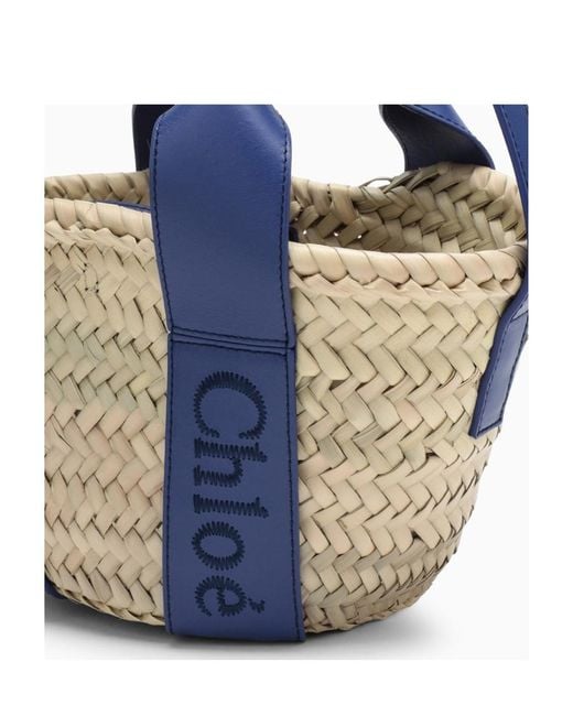 Chloé Blue Sense Mini Raffia Tote Bag
