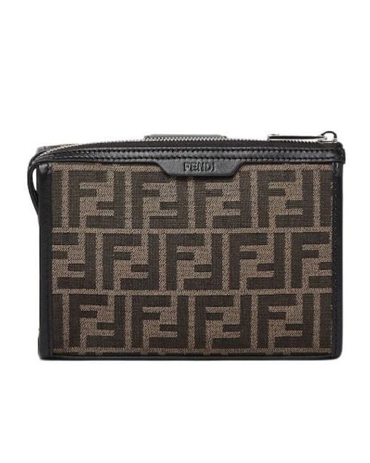 Fendi Black Double Baguette Ff Jacquard Crossbody Bag for men