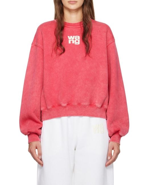 Alexander Wang Red Logo Flocked Faded Sweatshirt