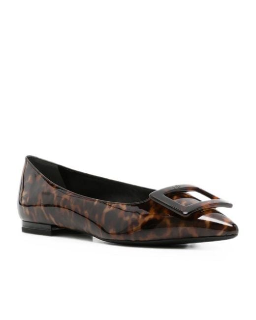Roger Vivier Brown Gommettine Pointed-Toe Flats