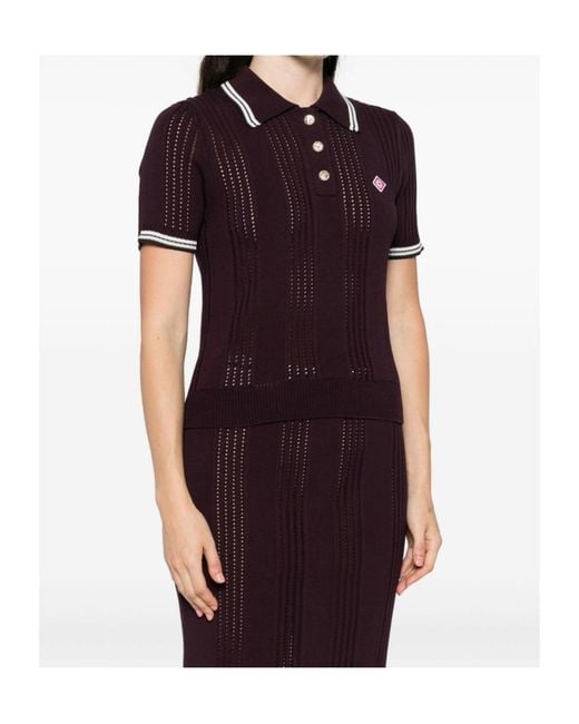 Casablanca Red Knit Short Sleeve Polo Shirt