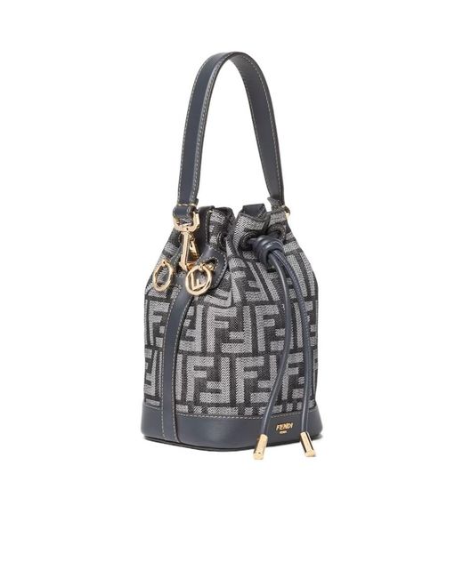 Fendi White Mon Tresor Ff Jacquard Mini Bucket Bag
