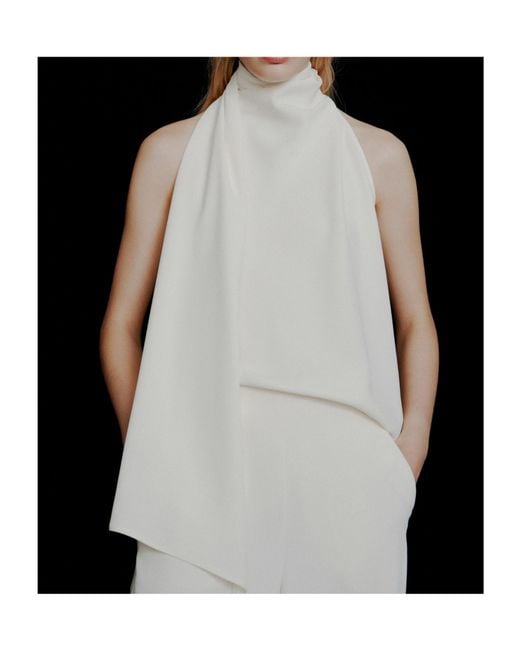 Marella White Envers Satin Halterneck Top