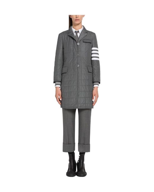 Thom Browne Gray Stripe Detail Down Jacket
